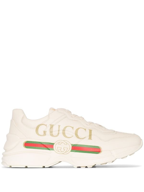 Gucci Ivory Leather Toddler Rhyton Gu-cci Logo Sneaker