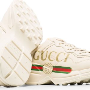 Gucci Ivory Leather Toddler Rhyton Gu-cci Logo Sneaker