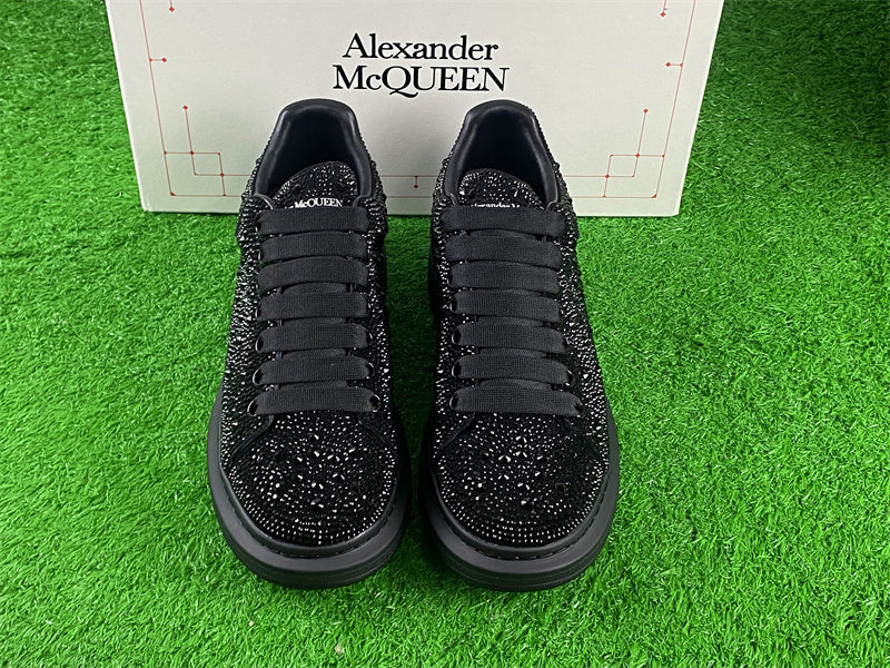 Alexander Mc-Queen Black Crystal Embellished Leather Oversized Sneakers