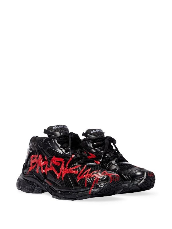 BALENCIAGA RUNNER SNEAKER ‘GRAFFITI – BLACK RED’