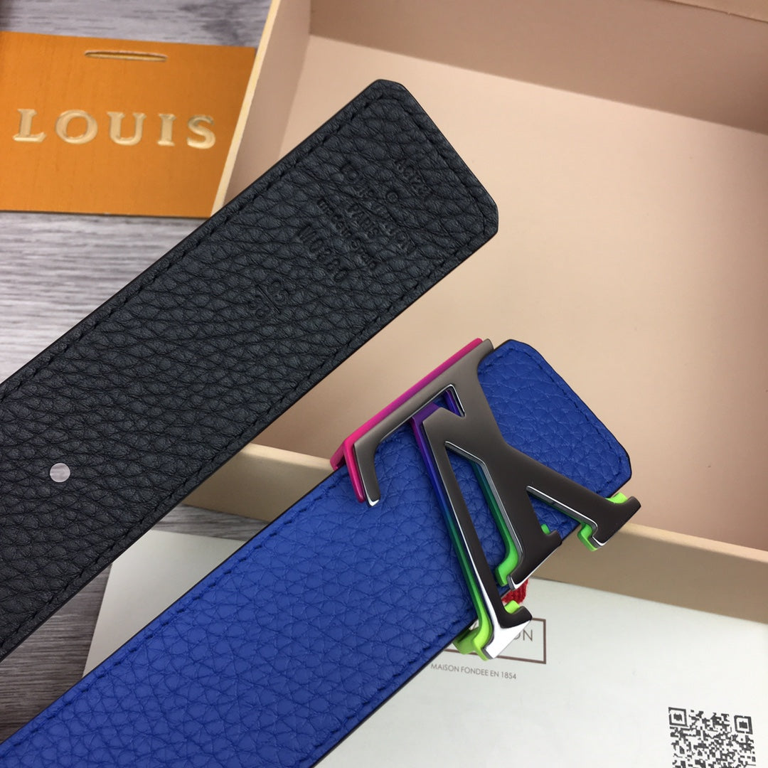 LOUIS VUITTON Pre-owned Leather Belt In Blue