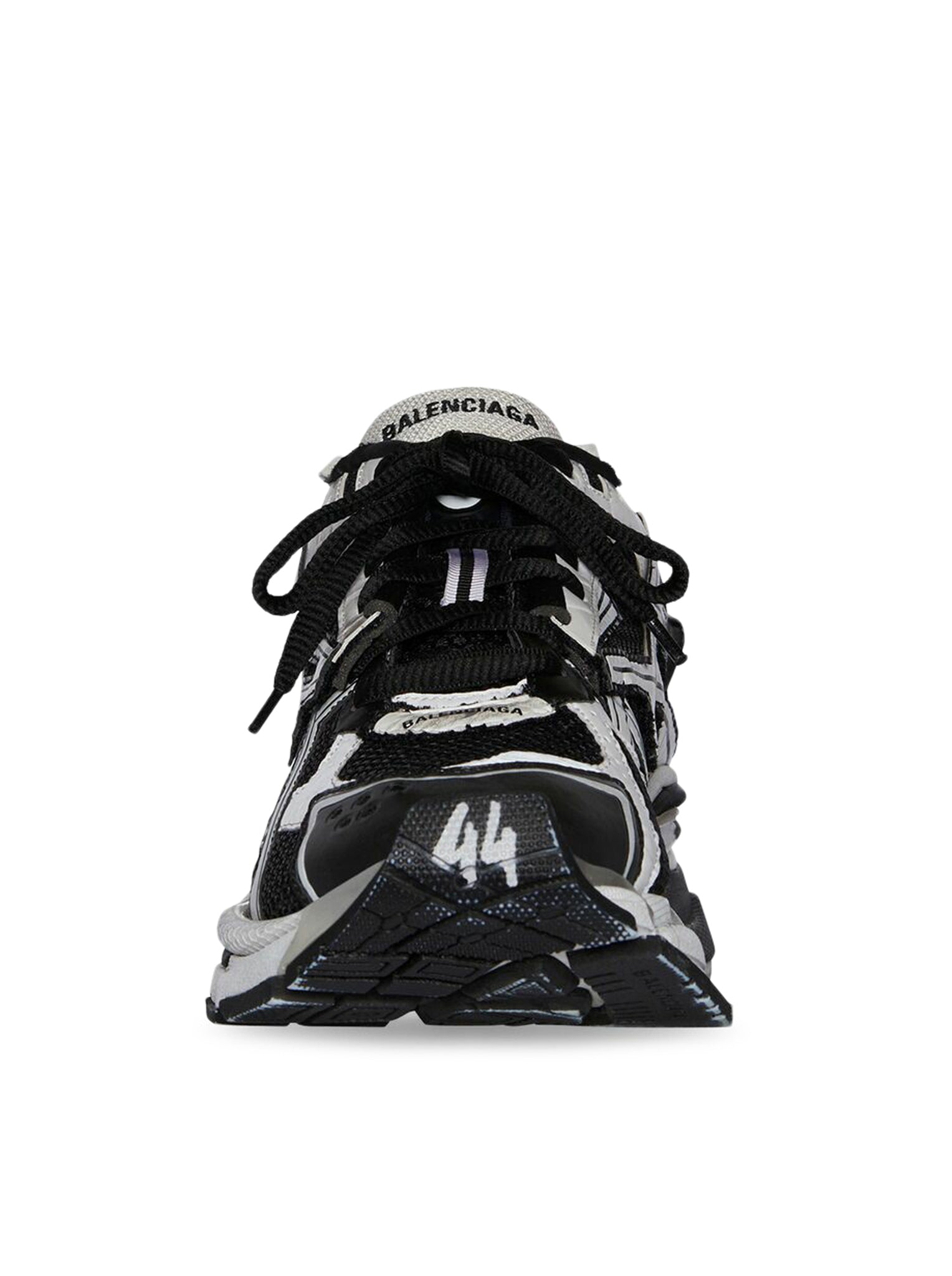 BALENCIAGA RUNNER SNEAKERS IN BLACK AND WHITE MESH AND NYLON