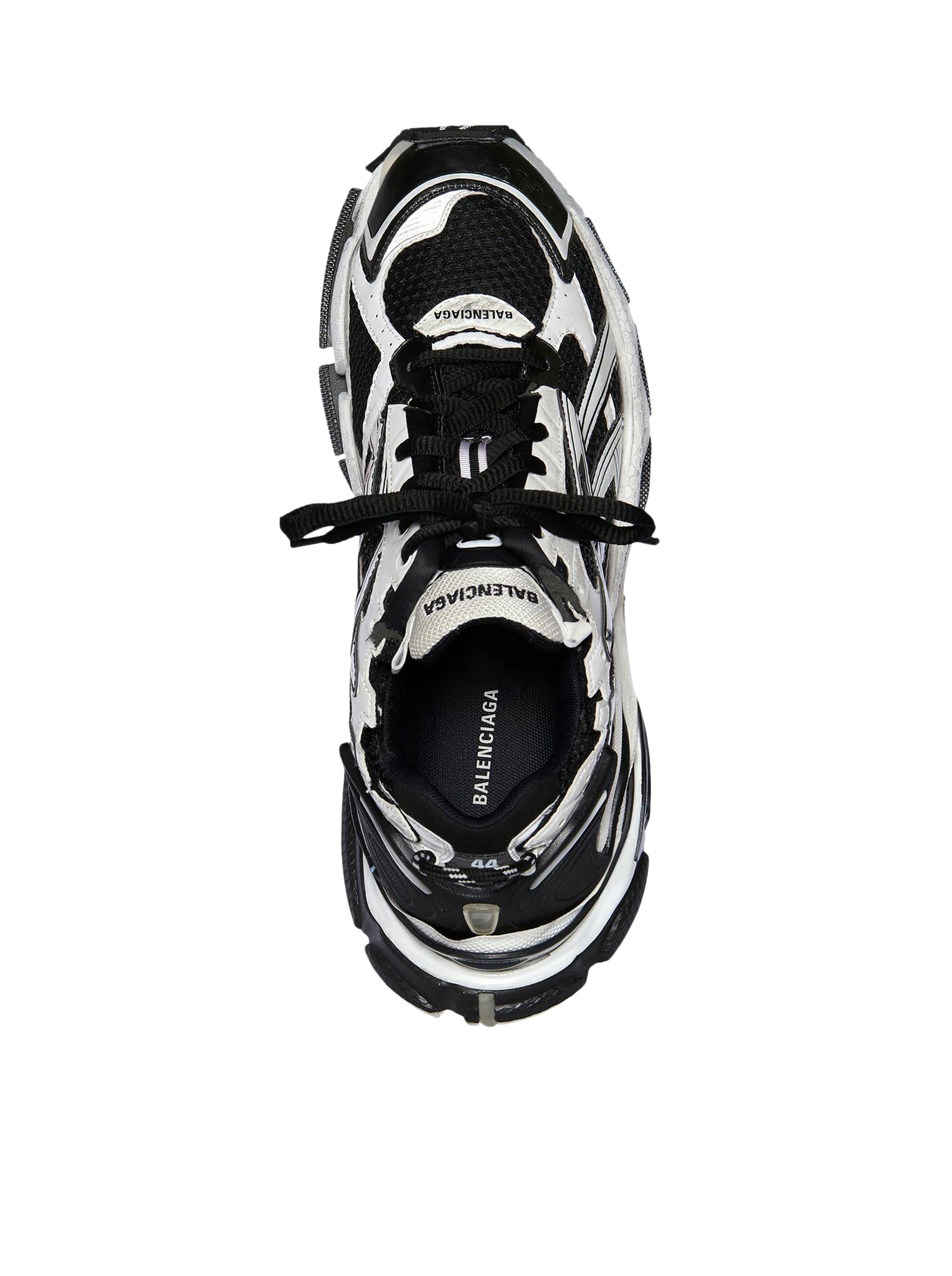 BALENCIAGA RUNNER SNEAKERS IN BLACK AND WHITE MESH AND NYLON