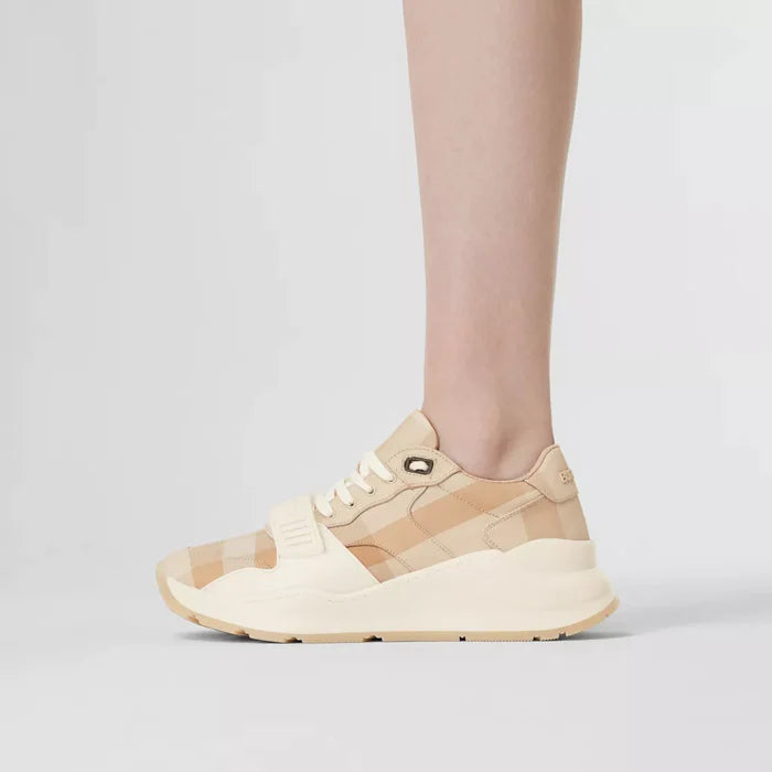 CHECK COTTON SNEAKERS SOFT FAWN