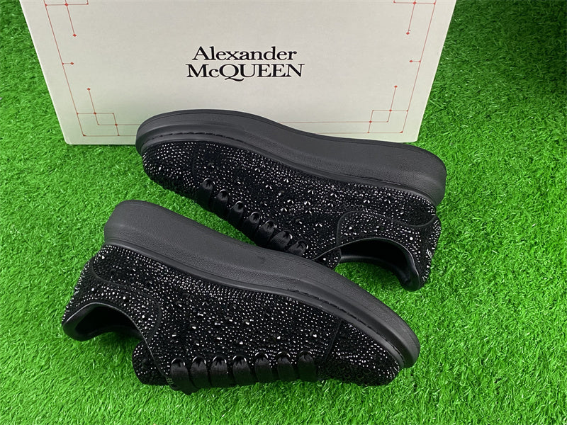 Alexander Mc-Queen Black Crystal Embellished Leather Oversized Sneakers