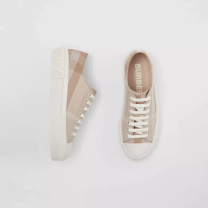 CHECK COTTON SNEAKERS SOFT FAWN