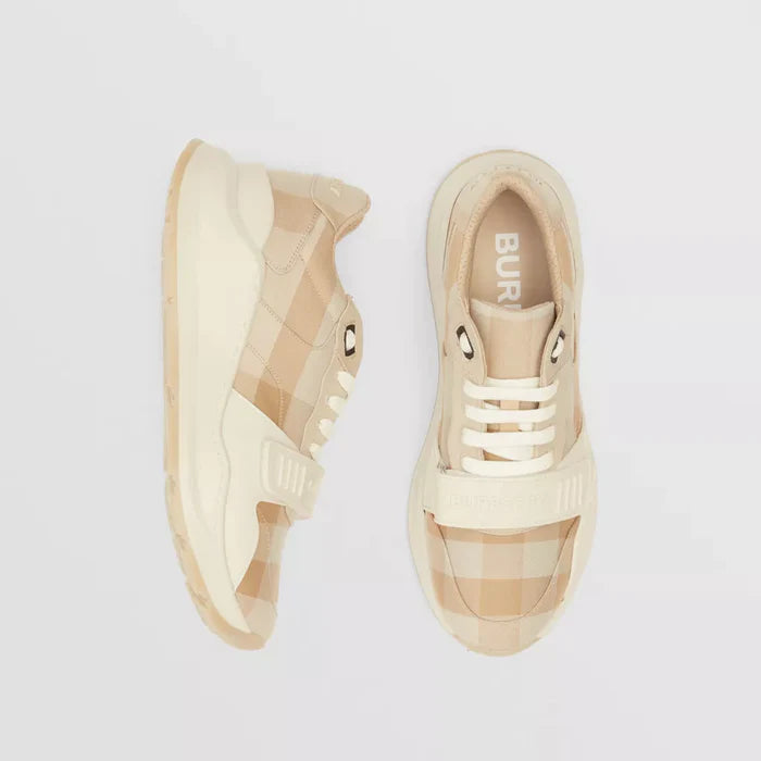 CHECK COTTON SNEAKERS SOFT FAWN