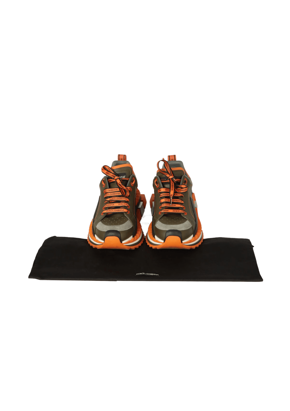 Dolce Gabbana Super King & Queen Leather Sneakers Dark Green Orange Black