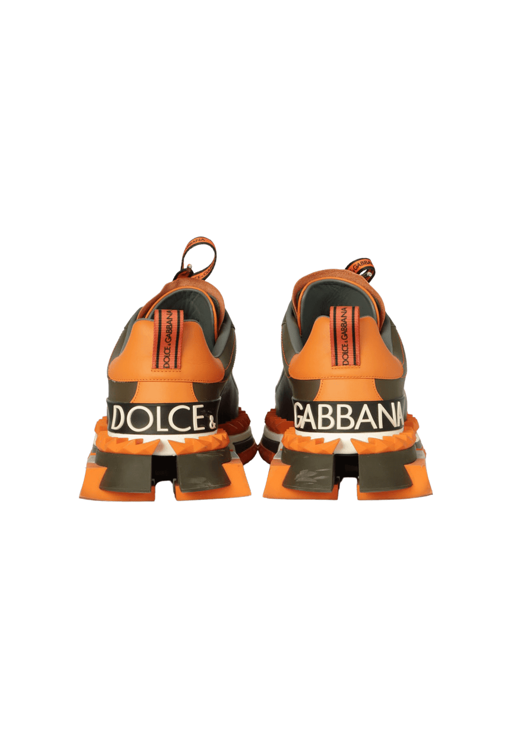 Dolce Gabbana Super King & Queen Leather Sneakers Dark Green Orange Black