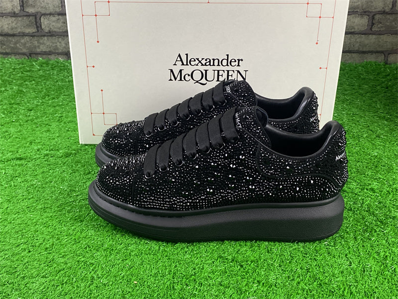 Alexander Mc-Queen Black Crystal Embellished Leather Oversized Sneakers