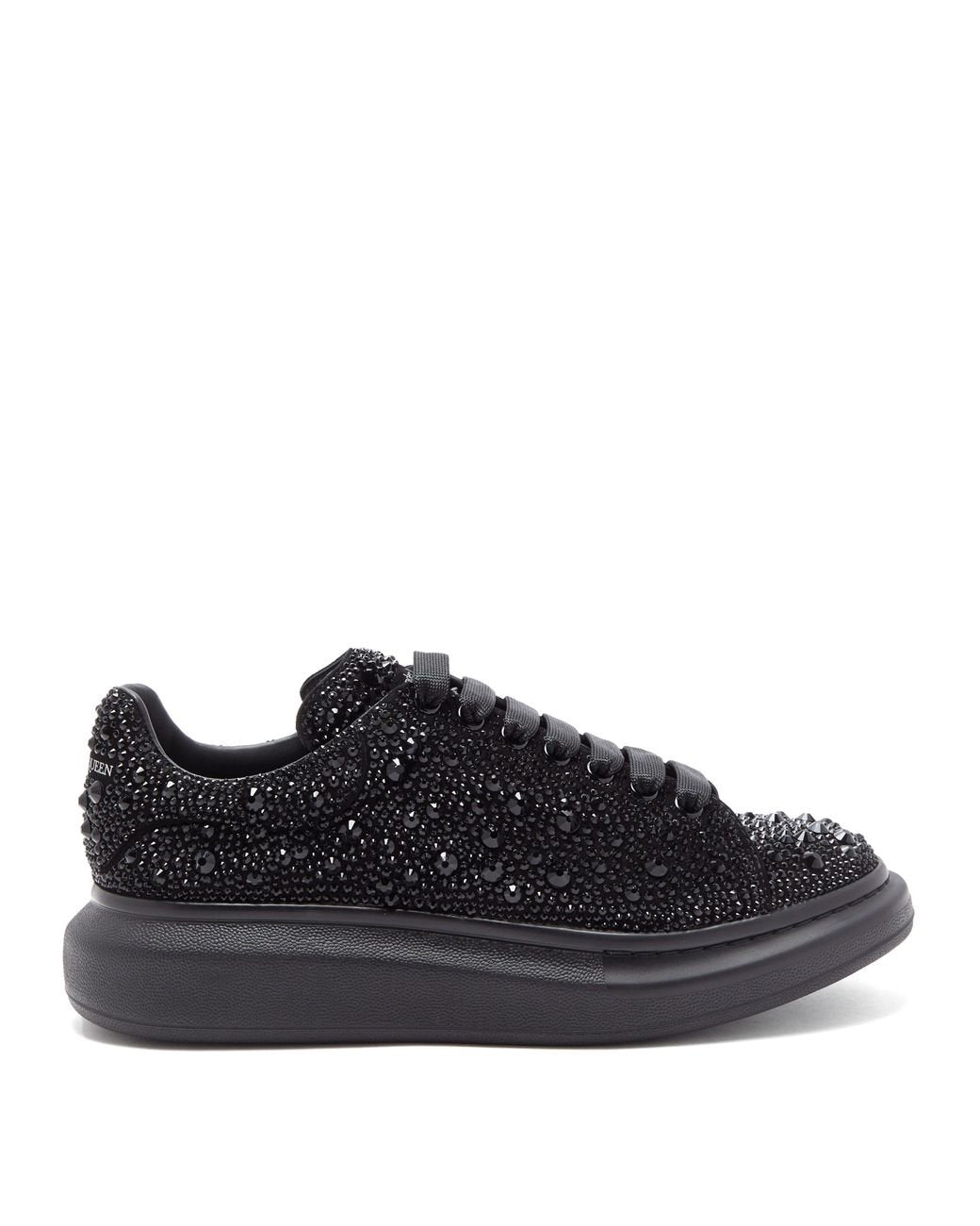 Alexander Mc-Queen Black Crystal Embellished Leather Oversized Sneakers