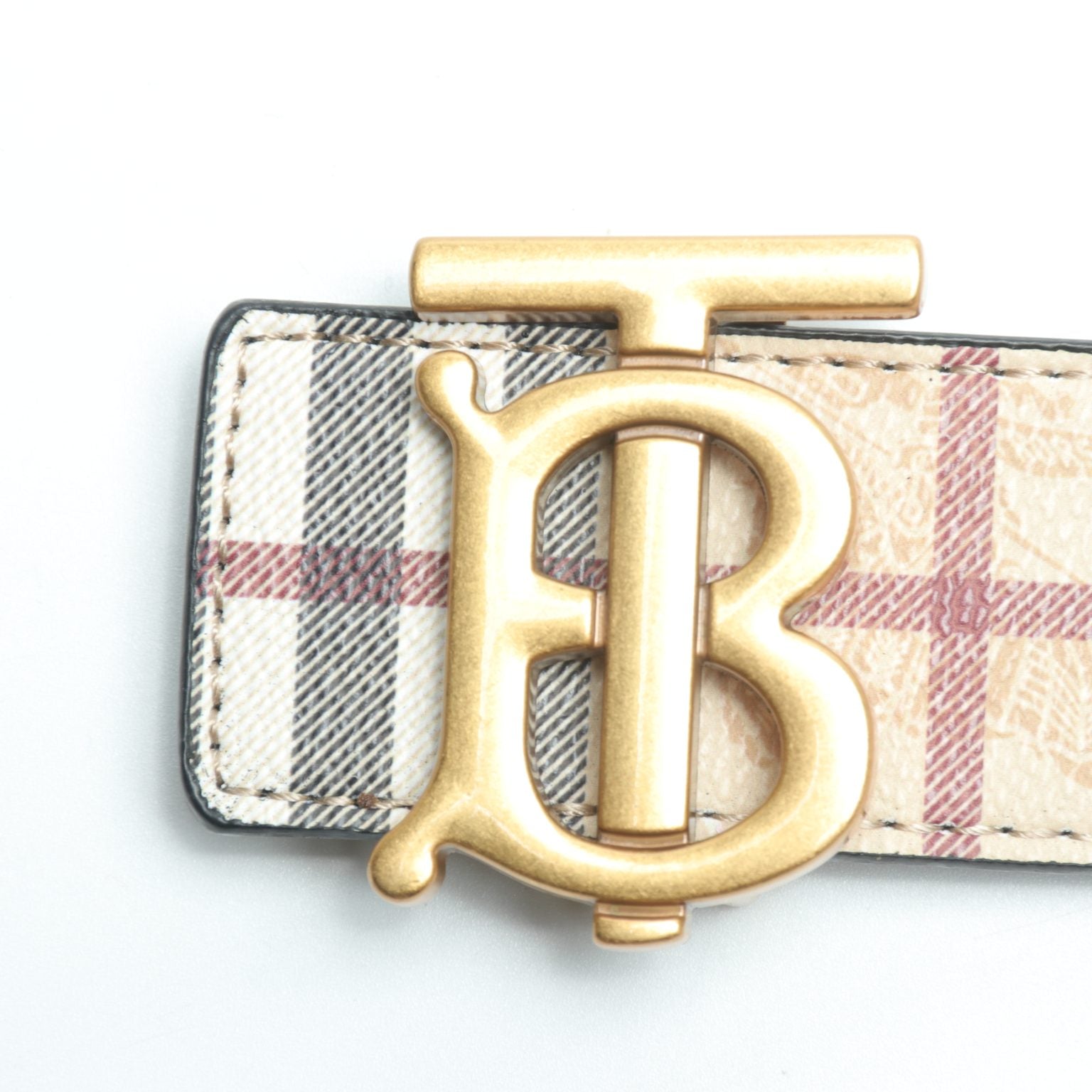 BURBERRY Vintage double-sided plaid war horse belt belt