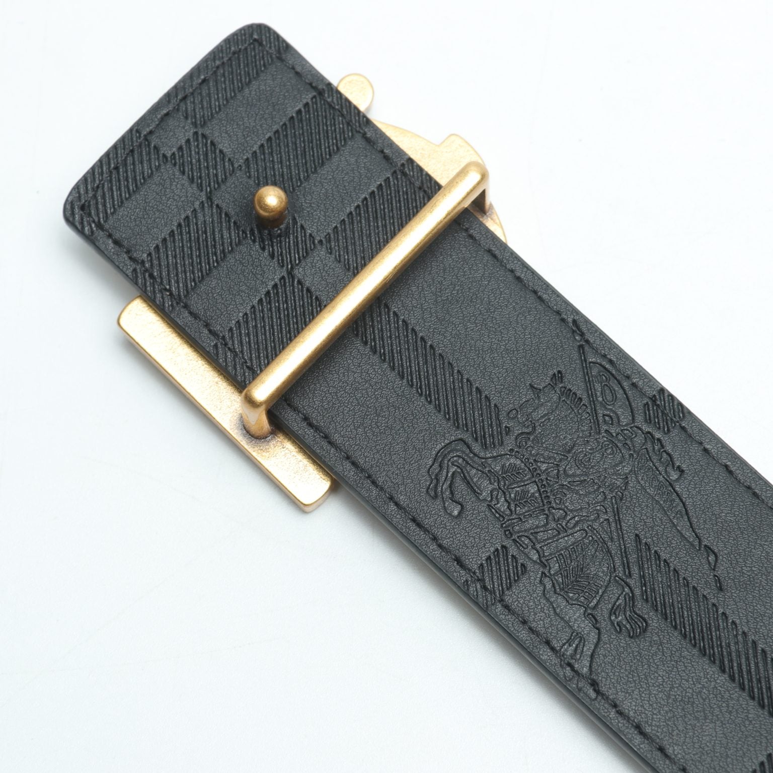 BURBERRY Vintage double-sided plaid war horse belt belt