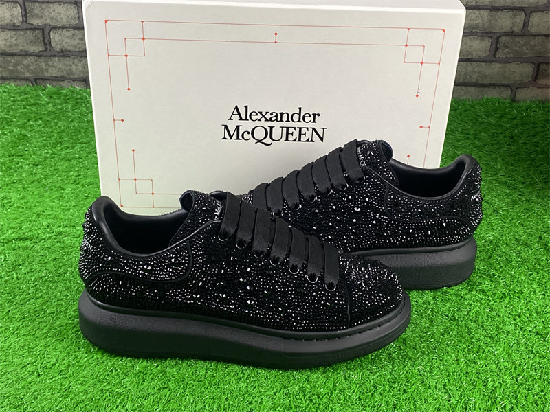 Alexander Mc-Queen Black Crystal Embellished Leather Oversized Sneakers