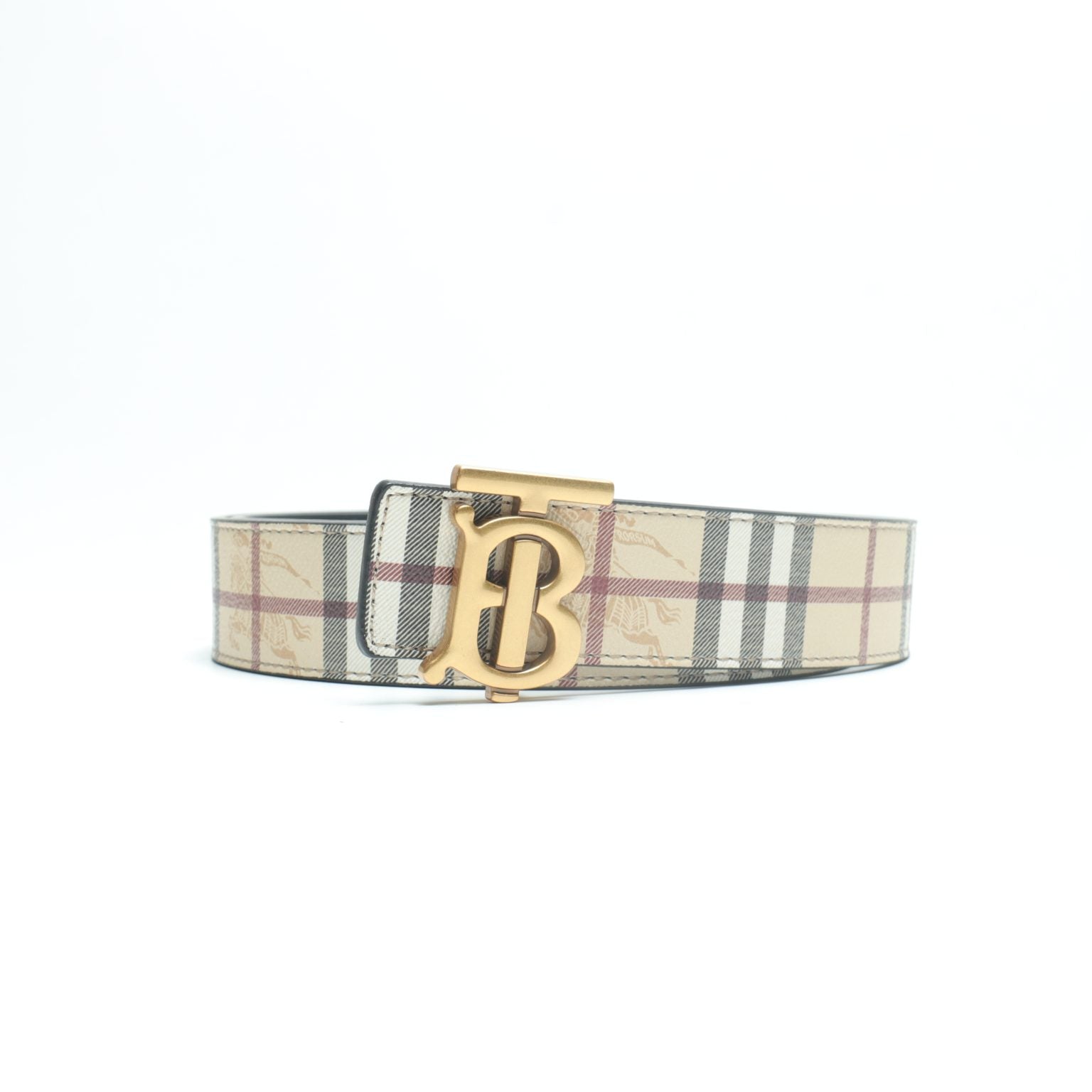 BURBERRY Vintage double-sided plaid war horse belt belt