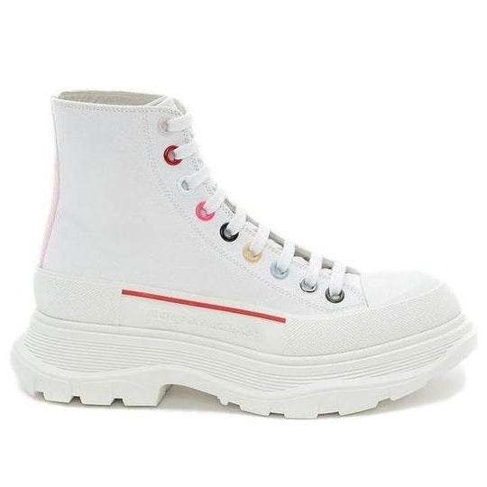 ALEXANDER MCQUEEN WMNS TREAD SLICK BOOT ‘WHITE MULTI-COLORED EYELETS’