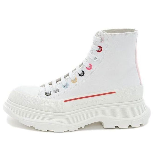 ALEXANDER MCQUEEN WMNS TREAD SLICK BOOT ‘WHITE MULTI-COLORED EYELETS’