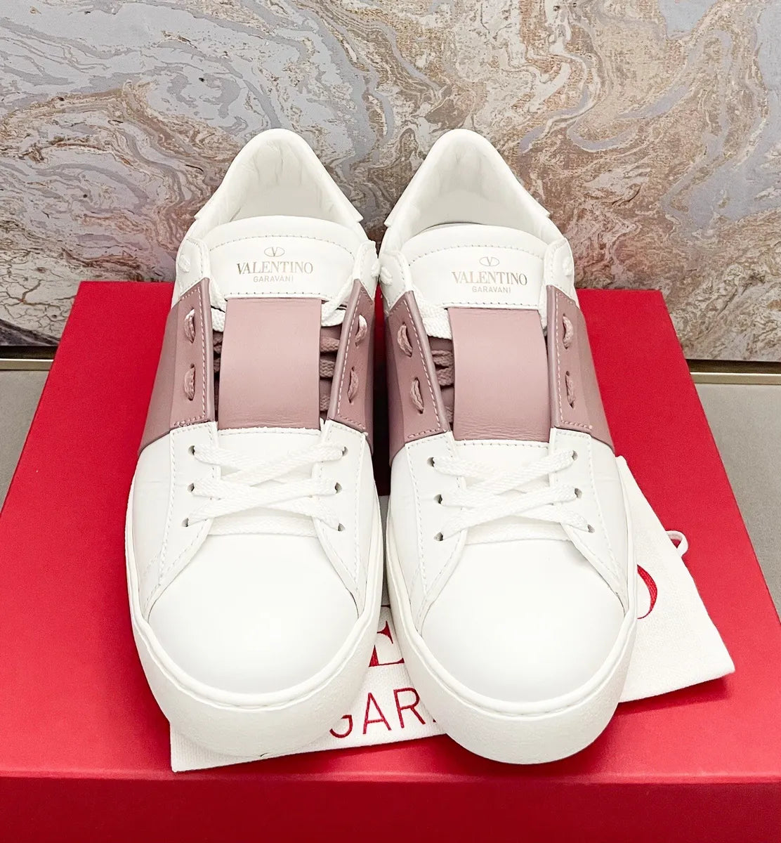 Valentino Garavani White Pink Strap Sneaker